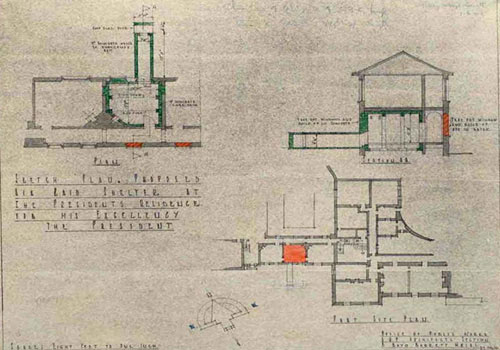 Sketch plan dated 6 June 1941, of the proposed air raid shelter at ras an Uachtarin. 